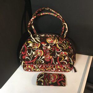 Vera Bradley PUCCINI Large Bowler Bag, Retired!! with Free Eyeglass Case!!